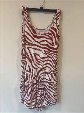 Tart Burnt Orange and White Zebra Tank Top Romper